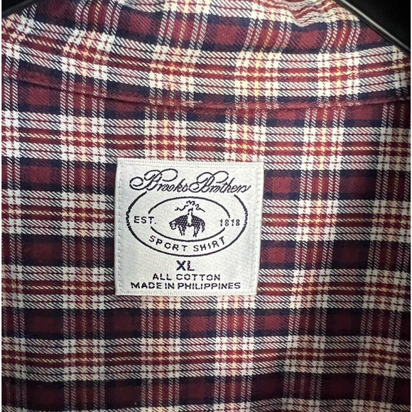 Brooks Brothers Sport Shirt Mens XL Red Cotton Button Down Collar Light Flannel - Picture 3 of 5